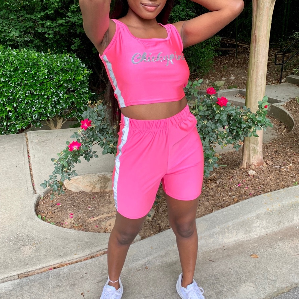 Neon pink two-piece set
